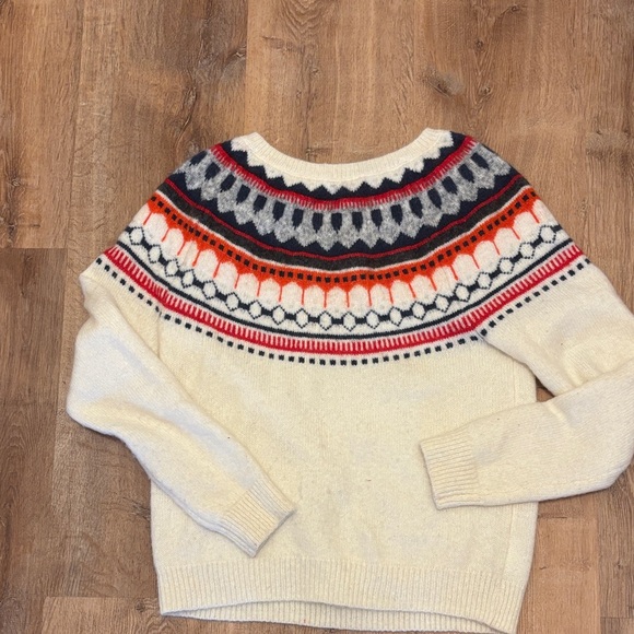 Women's  fair isle Cream Sweater with Multicolor Pattern size L - Picture 1 of 4
